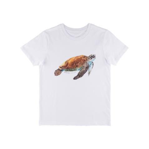T-shirt Branca Orgânica| Tartaruga - Verde