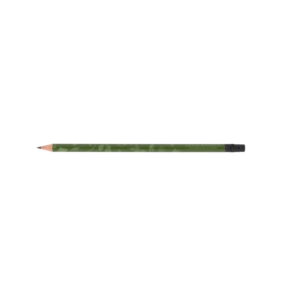 Lápis verde com  borracha preta