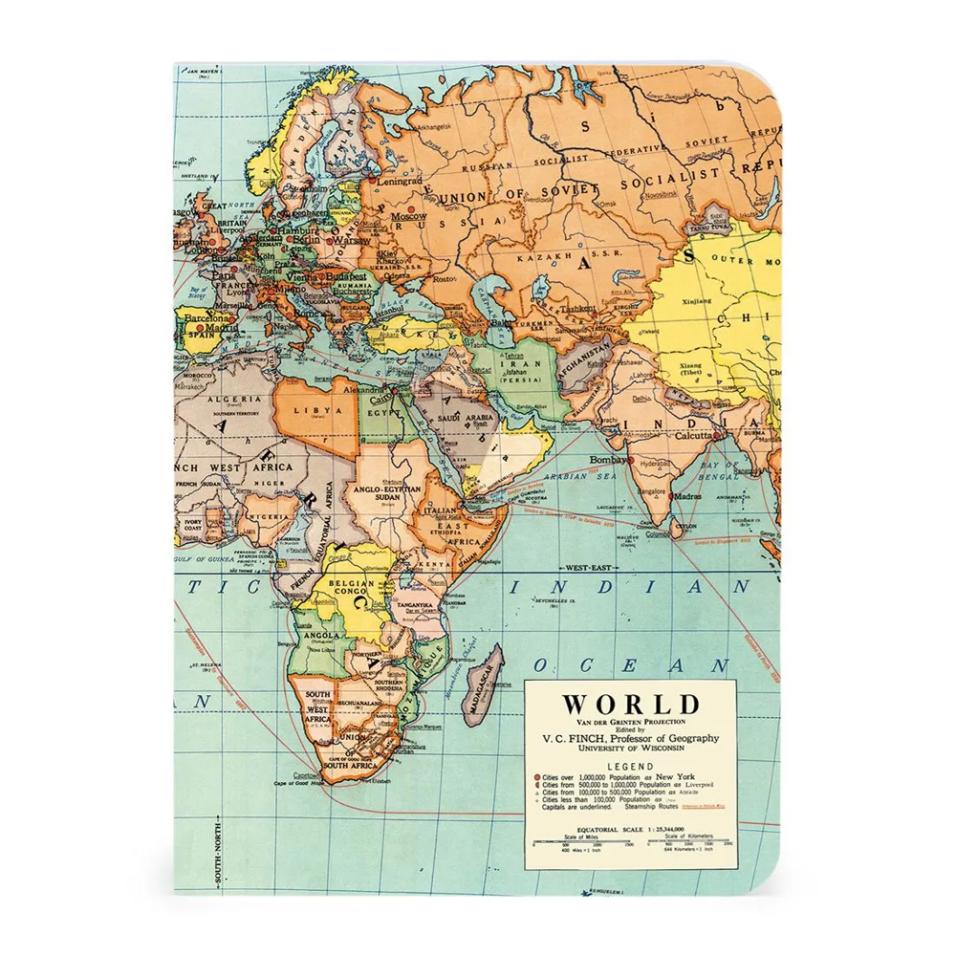 Mini caderno Cavallini 10x14cm c/3 V. World Maps