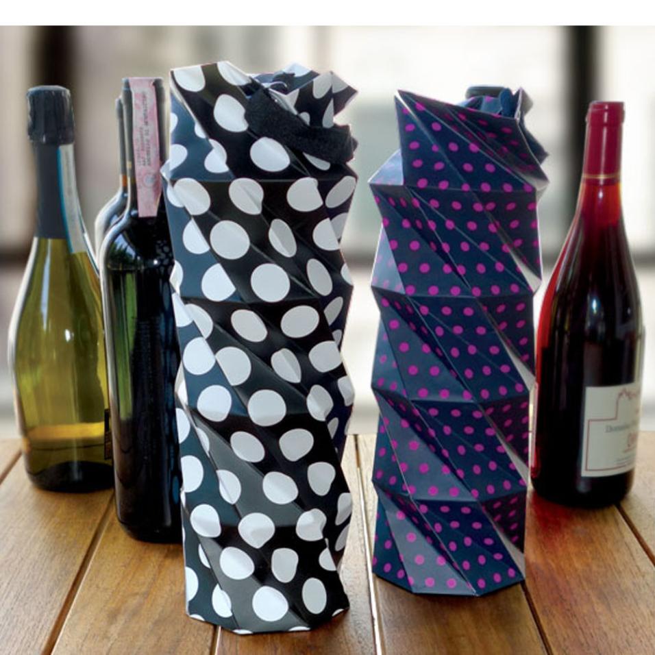 Sacos em origami para garrafa de vinho